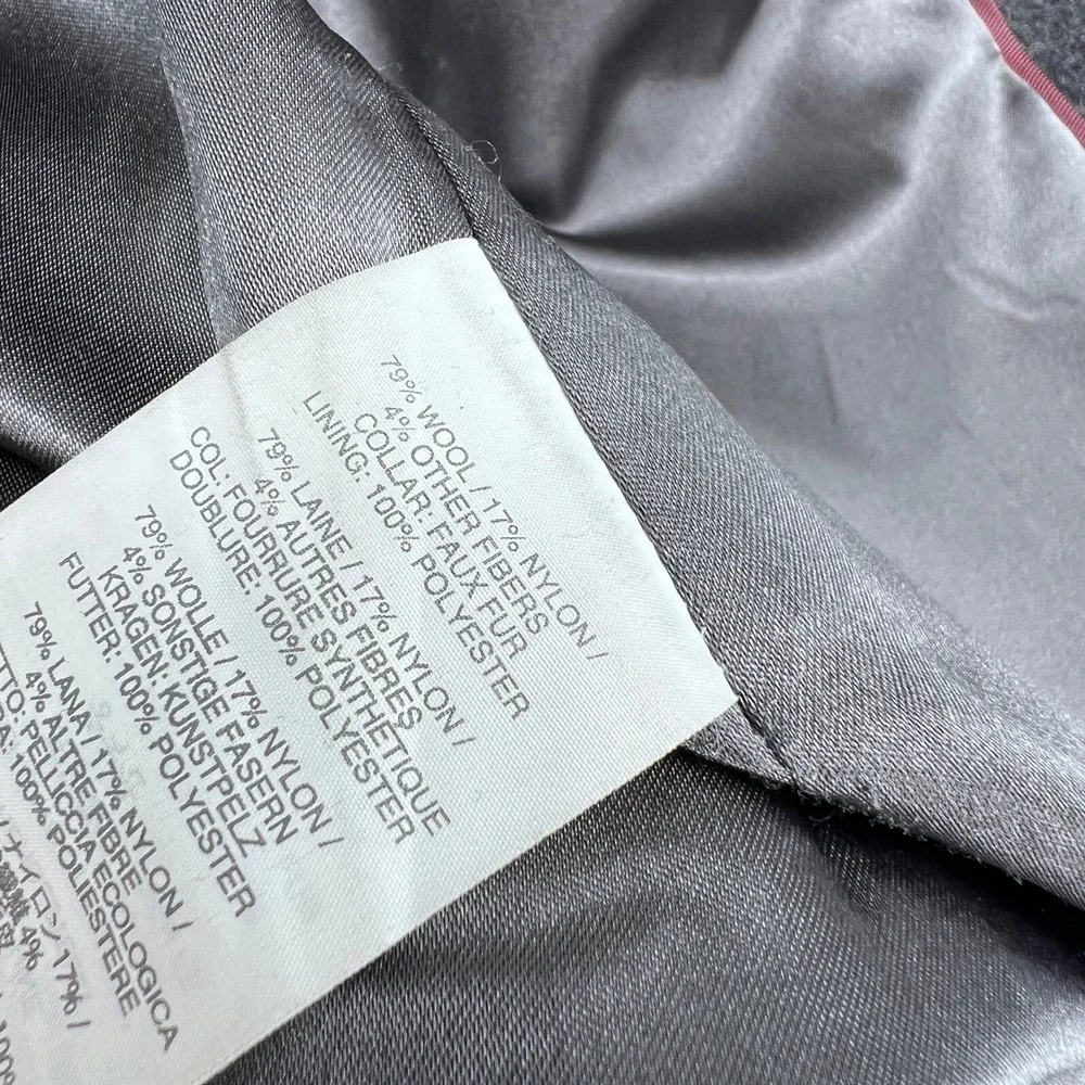 J. Crew Melton Wool Coat Dark Gray Gold Crest Button Military Jacket Size 4 - Picture 6 of 8